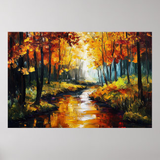 Golden Autumn’s Embrace Oil Painting Art Print