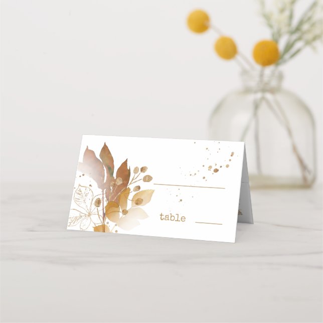 Golden Autumn Splash Wedding ID655 Place Card (Front)