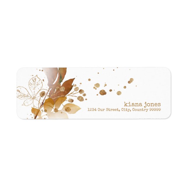 Golden Autumn Splash Wedding ID655 Return Address Label (Front)
