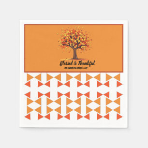 Golden Autumn Trees Happy Thanksgiving Greeting Napkin