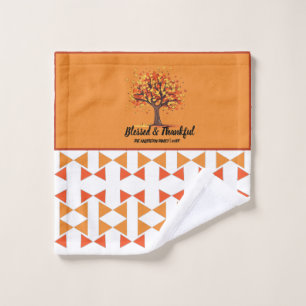 Golden Autumn Trees Happy Thanksgiving Greeting Wash Cloth