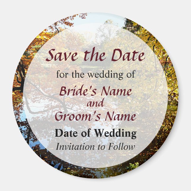 Golden Autumn Trees Save the Date Magnet (Front)