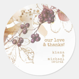 Golden Autumn Wedding Berries ID655 Classic Round Sticker