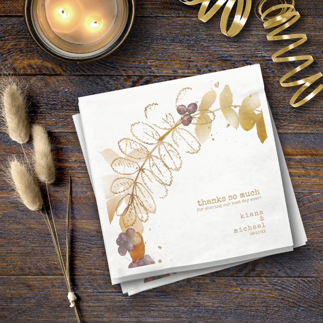 Golden Autumn Wedding Berries ID655 Napkin (Creator Uploaded)