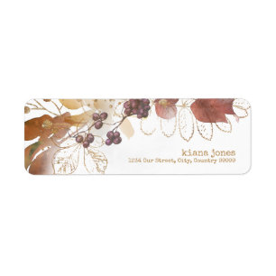 Golden Autumn Wedding Berries ID655 Return Address Label