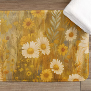 Golden Autumn Wildflower - Rustic Fall Bath Mat