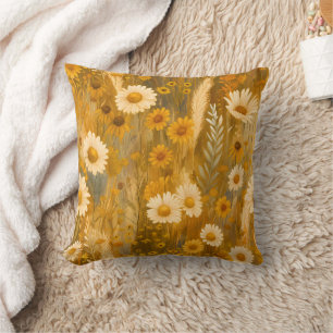 Golden Autumn Wildflower - Rustic Fall Cushion