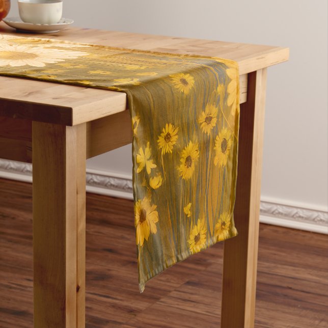 Golden Autumn Wildflower - Rustic Fall  Short Table Runner (In Situ)