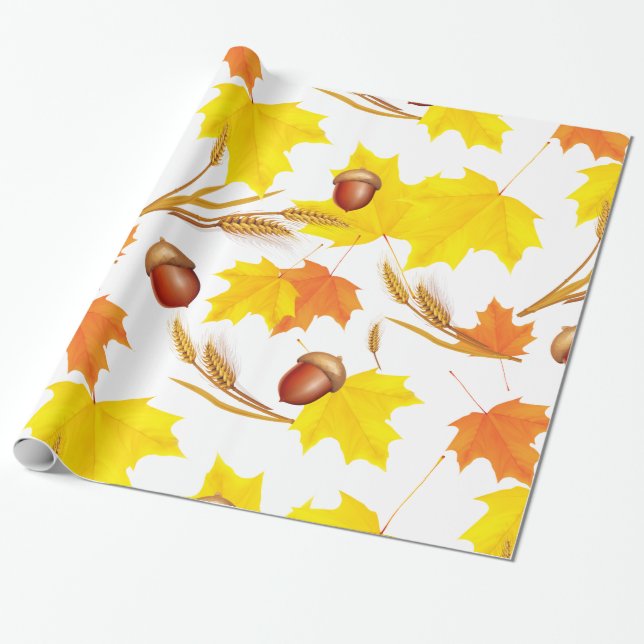Golden Autumn Wrapping Paper (Unrolled)