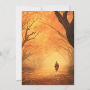 Golden Autumn Zen Path Holiday Card