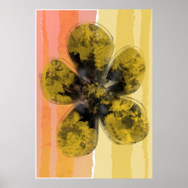 Golden Autumnal Floral rose gold Abstract Poster (Front)