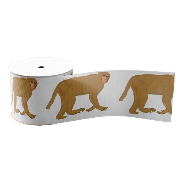 Golden Baboon Monkey Art   Grosgrain Ribbon (Spool)