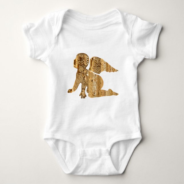 Golden Baby Angel Shiny Elegant Angelic Baby Bodysuit (Front)