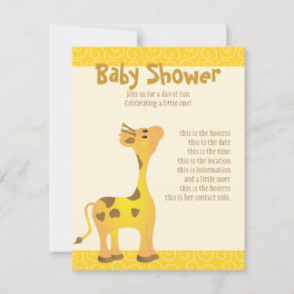 Golden Baby Giraffe Invitation