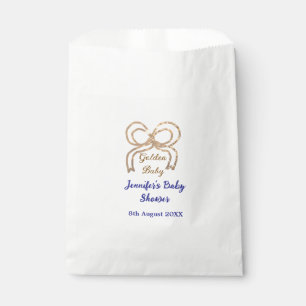 Golden baby glitter bow royal blue baby shower  favour bag
