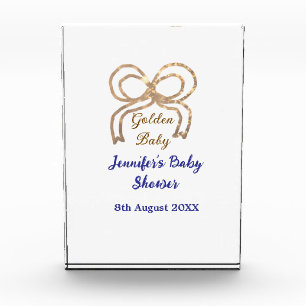 Golden baby glitter bow royal blue baby shower  photo block