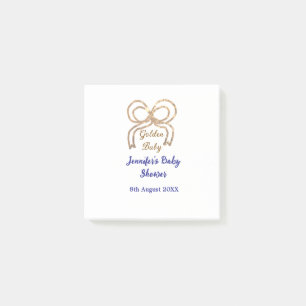 Golden baby glitter bow royal blue baby shower  post-it notes