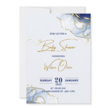 golden baby shower invitation bleu
