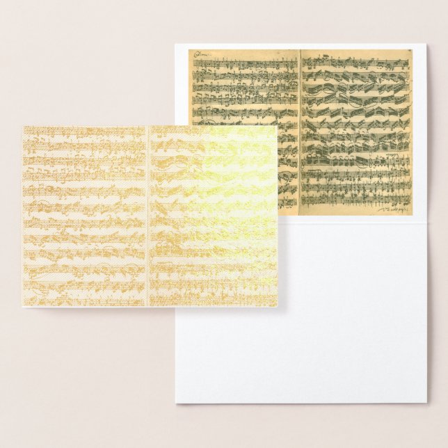 Golden Bach Chaconne Music Manuscript All Occasion Foil Card (Display)