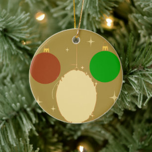 Golden Background Christmas Balls Ceramic Ornament