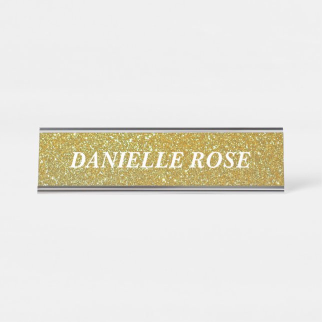 Golden Background Design Desk Name Plate (Front)