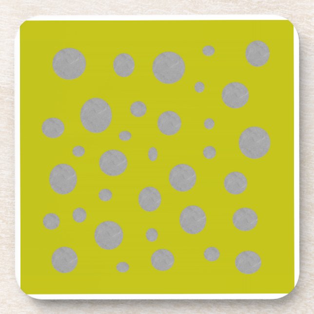 Golden Background with Silver Polka Dots Coaster (Front)