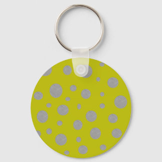 Golden Background with Silver Polka Dots Key Ring
