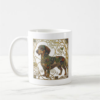 Golden Badger-Hound: Viennese Secession Dachshund Coffee Mug
