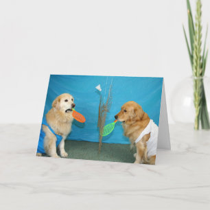 Golden Badminton Birthday Card