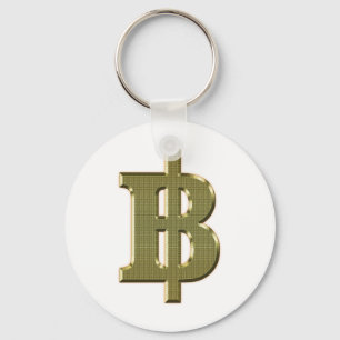GOLDEN BAHT SIGN ฿ Thai Money Currency ฿ Key Ring