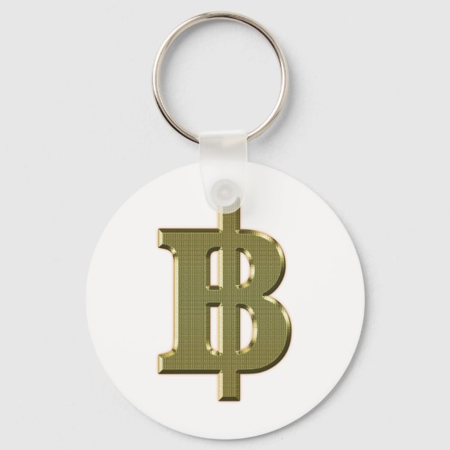 GOLDEN BAHT SIGN ฿ Thai Money Currency ฿ Key Ring (Front)