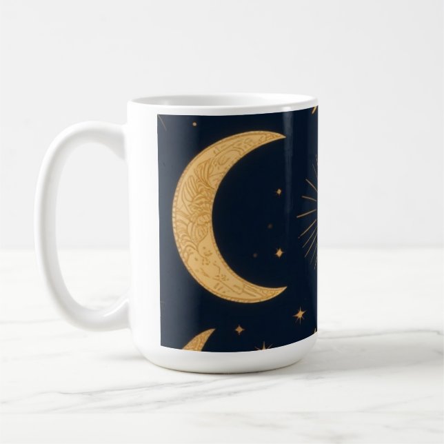 Golden Balance, Sun & Moon Celestial Pattern Coffee Mug (Left)