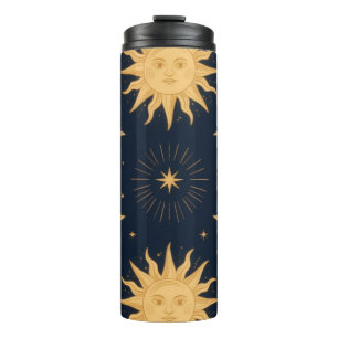 Golden Balance, Sun & Moon Celestial Pattern Thermal Tumbler