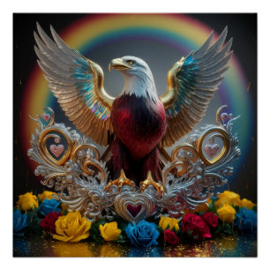 Golden Bald Eagle 3D Digital Masterpiece by AJZ  Poster