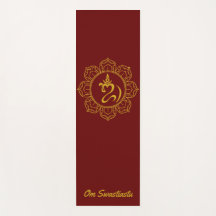 Golden Balinese Om with Lotus Yoga Mat