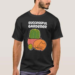 Golden Ball Cactus And Sleepy Cat Successful Garde T-Shirt