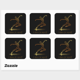 Golden Ballet Dancer Illustration: Grace in Motion Square Sticker