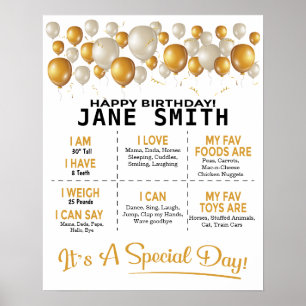 Golden Balloons 16x20 Template Birthday Poster