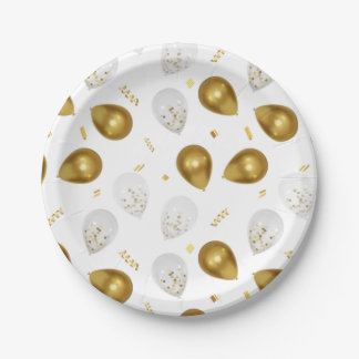 Golden Balloons & Confetti Party Plates