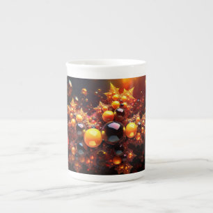 Golden Balls And Stars Fractal Bone China Mug