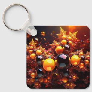 Golden Balls And Stars Fractal Key Ring