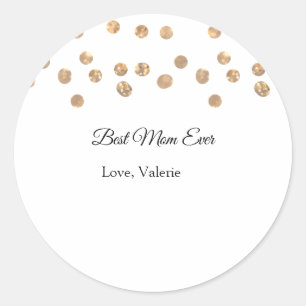 Golden balls glitter best mum ever add name mother classic round sticker