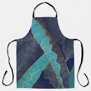 Golden Banana Leaf: Luxury Pattern. Apron