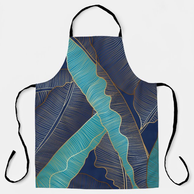 Golden Banana Leaf: Luxury Pattern. Apron (Front)