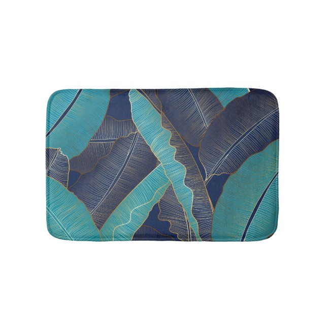 Golden Banana Leaf: Luxury Pattern. Bath Mat (Front)