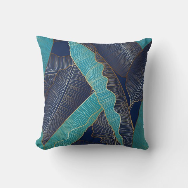 Golden Banana Leaf: Luxury Pattern. Cushion (Front)