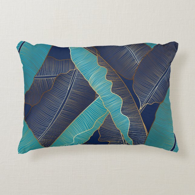 Golden Banana Leaf: Luxury Pattern. Decorative Cushion (Front)