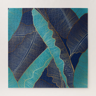 Golden Banana Leaf: Luxury Pattern. Jigsaw Puzzle