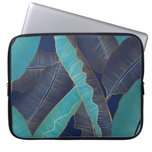 Golden Banana Leaf: Luxury Pattern. Laptop Sleeve