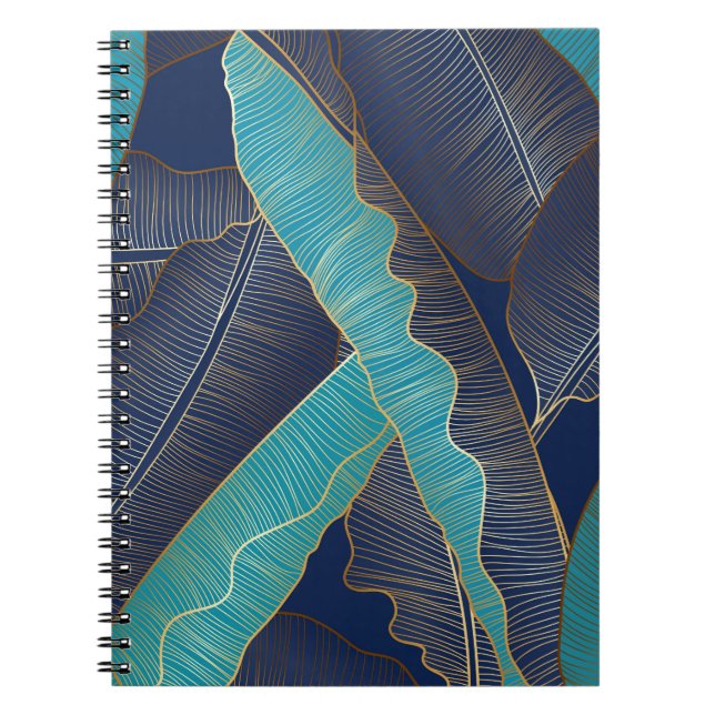 Golden Banana Leaf: Luxury Pattern. Notebook (Front)